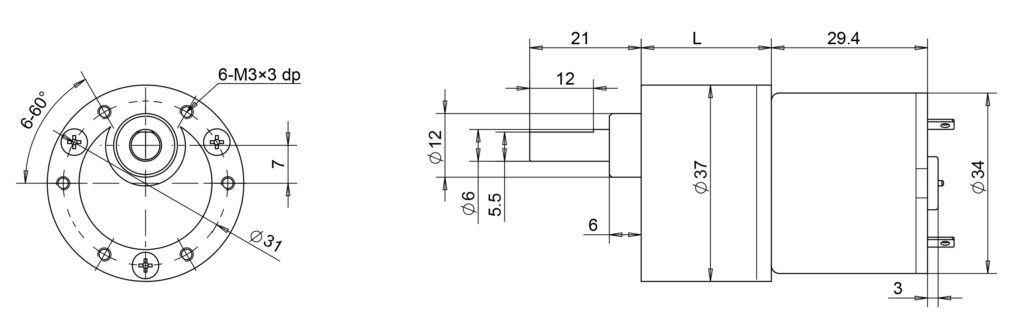 37mm dc gear motor